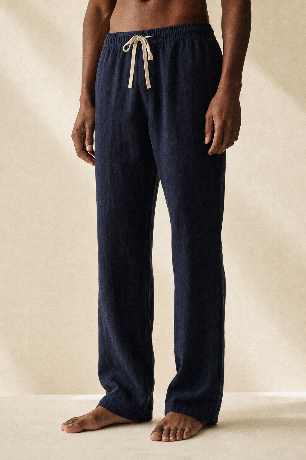 The Drawstring Linen Pant in Deep Navy